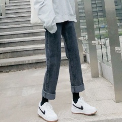 牛仔裤女直筒宽松2021年秋装新款高腰显瘦阔腿小个子设计感 蓝色 S